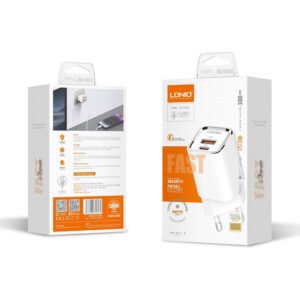 Cargador de Carga Rápida LDNIO A2317 30W USB-C + USB-A sin Cable