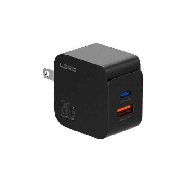 Cargador de Carga Súper Rápida LDNIO Q1 20W USB-C + USB-A sin Cable