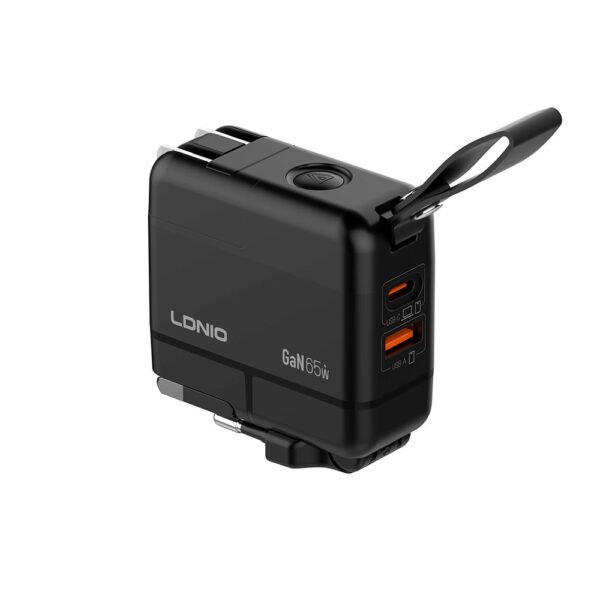 Cargador de Carga Súper Rápida LDNIO Q2618 GaN 65W USB-C + USB-A con Cable
