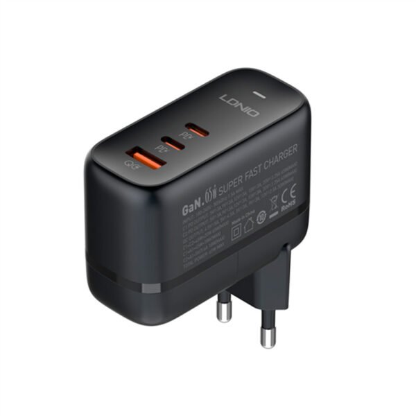 Cargador de Carga Súper Rápida LDNIO Q366 GaN 65W con 2 USB-C + USB-A y Cable