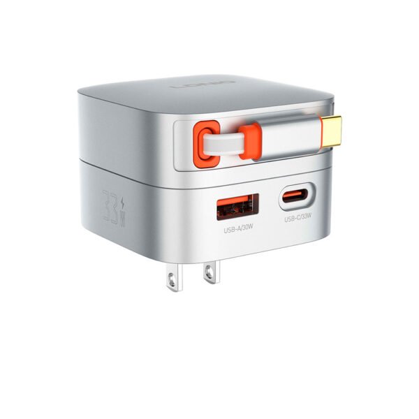 Cargador de Carga Rápida LDNIO Q9 GaN 33W con Cable Retráctil USB-C
